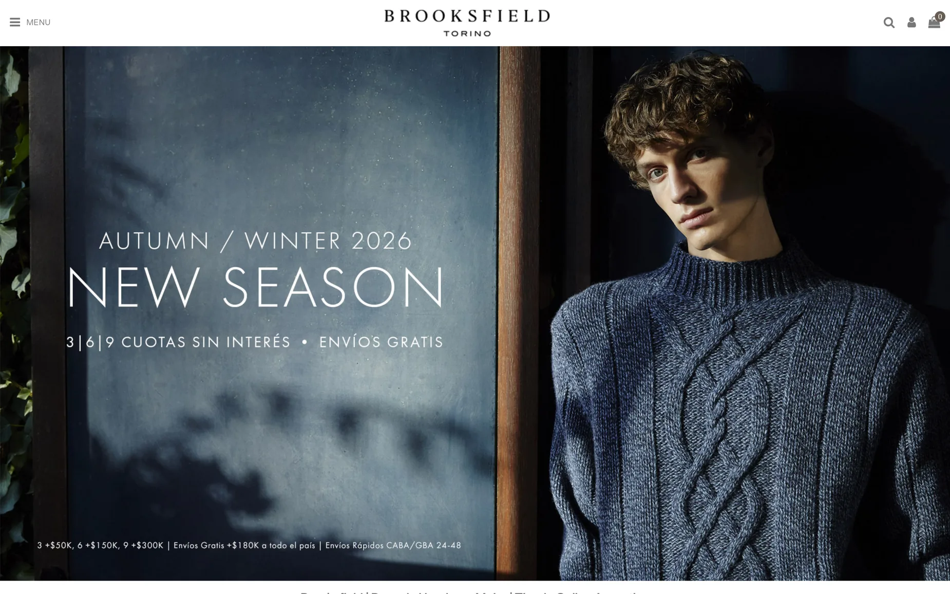 Home de Brooksfield con el hero de campaña de temporada Otoño/Invierno.