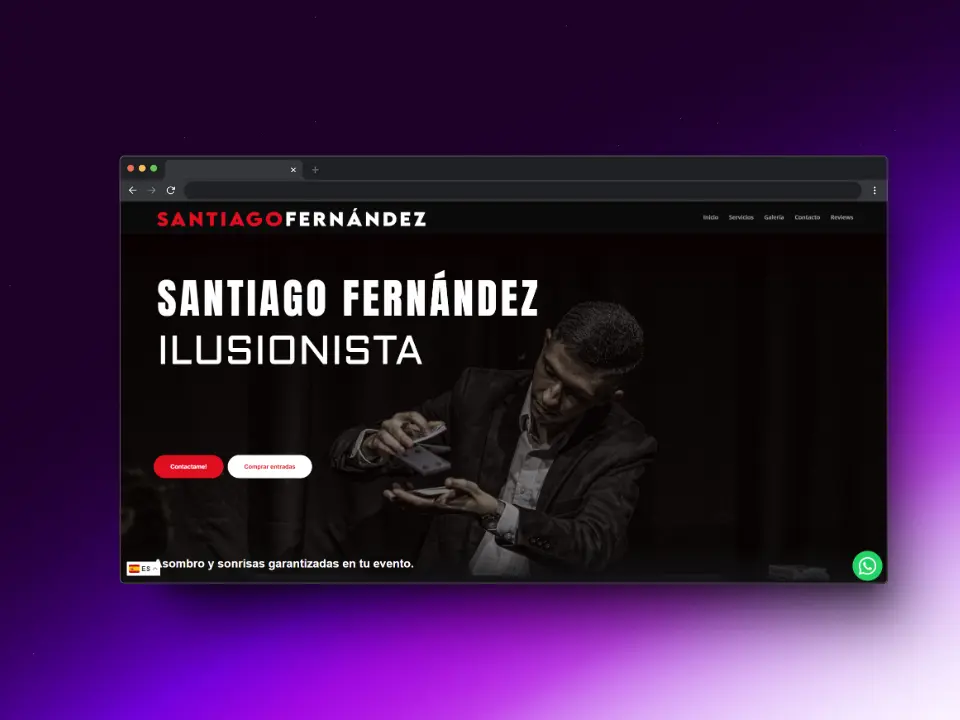 Screenshot of Santiago Ilusionista website.