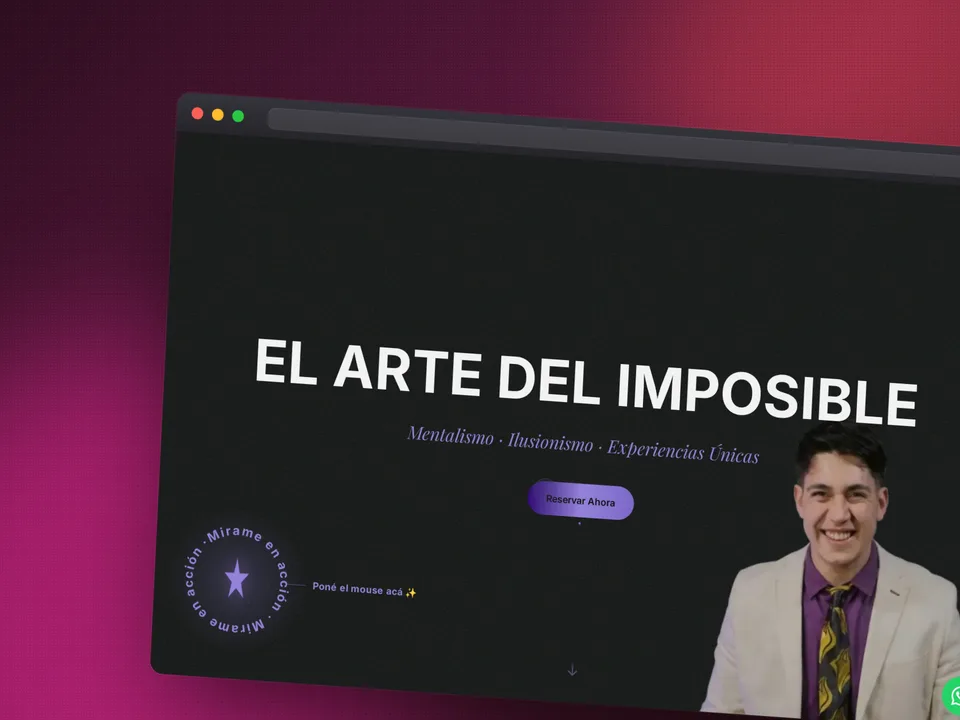 Captura de pantalla de la sección hero del sitio Vázquez Ilusionista.